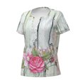 thumbnail image 2 of Naloa Vintage Wood with Floral Print T-Shirts Short Sleeve V Neck Tees for Women Fashion Tops Trendy Lightweight Soft Casual Summer Outfits Clothes, 2 of 5