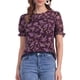 thumbnail image 1 of INSPIRAR CHIC Blusas de Chifón para Mujeres con Mangas Cortas, Con Volantes, Florales, para Trabajo Oficina, Talla S, Púrpura Oscuro, 1 of 6