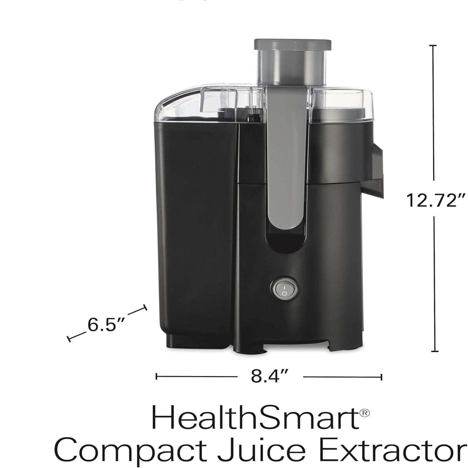 HealthSmart Juicer Machine, Compact Centrifugal Extractor, 2.4” Feed Chute for Fruits and Vegetables, Easy to Clean, BPA Free, 400W, Black and Gray