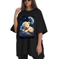 thumbnail image 4 of Plus Size Shirt for Women Black Tops for Women Oversized Short Sleeves Shirt for Women Cute Puppy T Shirt Crewneck Shirt for Women L, 4 of 5