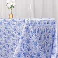 thumbnail image 6 of Balsa Circle 90x156 in White Satin Rectangle Tablecloth Blue Floral Print Party Events Decorations Supplies, 6 of 8