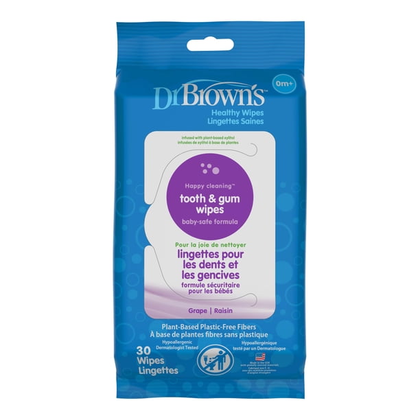 Toallitas para dientes y encías para bebé Dr. Brown's sabor uva 30 unidades