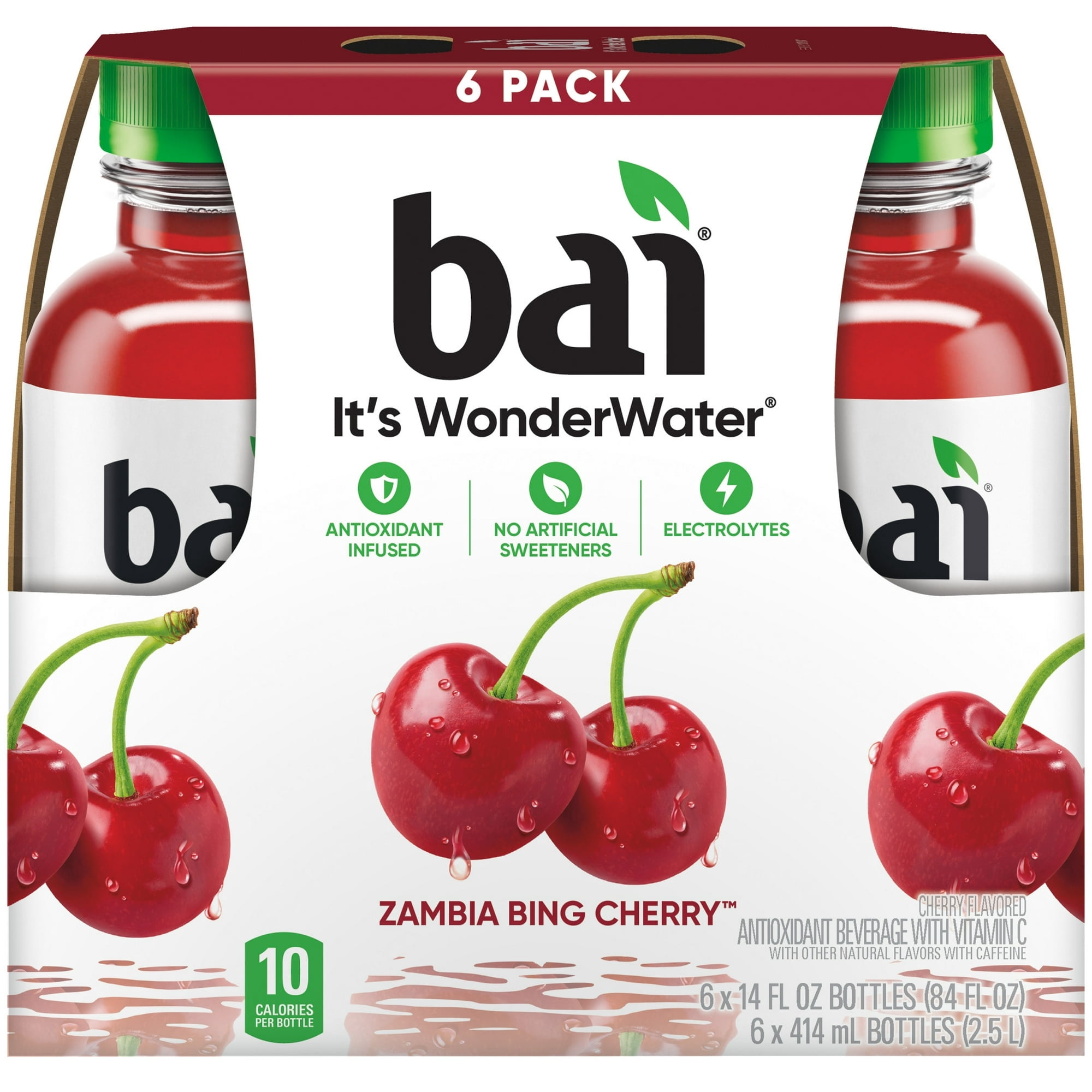 Bai Zambia Bing Cherry Antioxidant Infused Water Beverage 6 Pack 14 fl oz