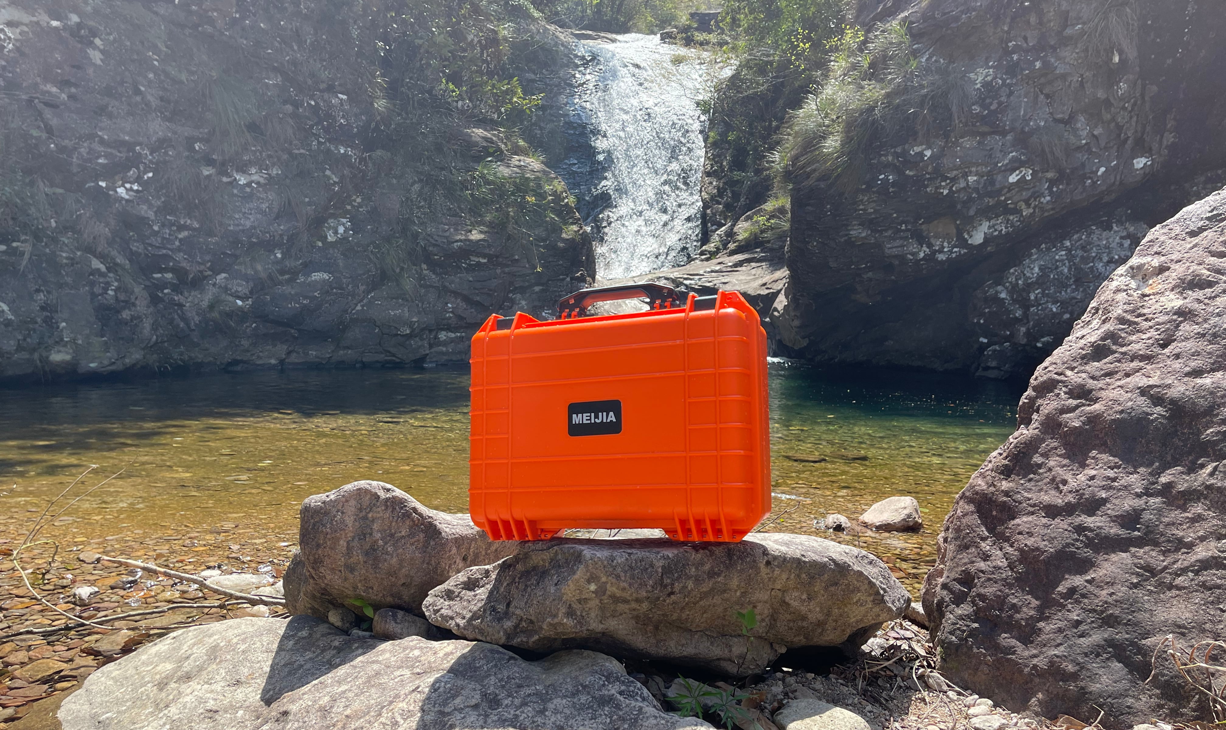 MEIJIA Portable All Weather IP67 Waterproof Hard Case with Foam,Fit Use of Drones,Camera,Equipments,Pistols,Orange,18.5 x14.06x6.93inches