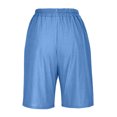 thumbnail image 7 of Womens Linen Shorts Knee Length with Pockets Elastic Waist Wide Leg Short Pants Lightweight Comfy Beach Fashion (2XL, Sky Blue), 7 of 7