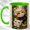 Green, variant on Woodland Cat Trio Coffee Mug, Forest Pet Mug, Ceramic 11 oz