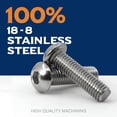 thumbnail image 2 of M6-1.0 x 30mm Button Head Socket Cap Screws Metric, Passivated 18-8 Stainless Steel, Allen Socket Drive, Full Thread, Machine Thread, 25 PCS, 2 of 7