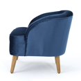 thumbnail image 3 of Shale Accent Chair, Navy Blue Velvet, Curved Backrest, Brown Wood Legs, 3 of 5