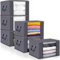 thumbnail image 1 of ANNA TOSANI 6PCS Bolsa de Almacenamiento de Ropa de Gran Capacidad, Cajas Almacenaje Ropa con Asa Reforzada y Tela Actualizada para Edredones, Mantas, Organizador de Transpirable con Cremallera, 1 of 9