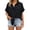 Black, variant on Tqcoqu Women's Button Down Shirts Short Sleeve Slit Hem Shirt Solid Color Tops, Side Slit Dressy Casual Blouses Loose Fit Tunic Tops,Army Green Women's S-XXL