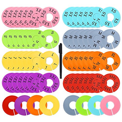 Caydo 64 Pieces 8 Colors Clothing Size Dividers Round Hangers Closet Dividers Size Series Xxs To Xxxl And Blank With Marker Pen Walmart Canada