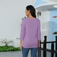 thumbnail image 7 of Women's 3/4 Sleeve Henley Tops Casual Button Down Blouses Loose Fit T Shirts Basic Summer Fall Tees Light Purple S, 7 of 7