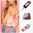 thumbnail image 1 of ELEHOLD Crossbody Case for Samsung Galaxy Z Flip5 Wallet Case Zipper Pocket Card Holder with Adjustable Shoulder Strap Luxury Flip Leather Case Cover for Galaxy Z Flip5 2023,Pink, 1 of 7