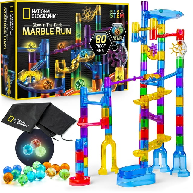 NATIONAL GEOGRAPHIC Glowing Marble Run – Juego de construcción de 80 piezas con 15 brillos National Geographic NATIONAL GEOGRAPHIC