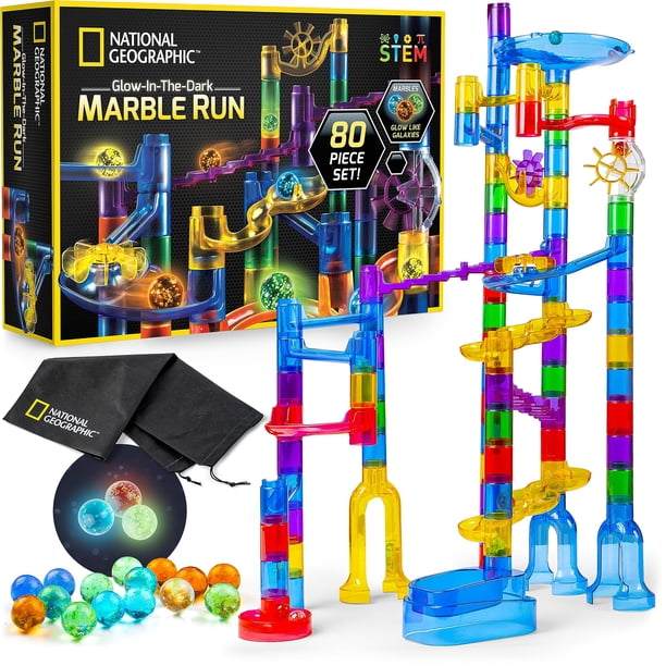 NATIONAL GEOGRAPHIC Glowing Marble Run – Juego de construcción de 80 piezas con 15 brillos National Geographic NATIONAL GEOGRAPHIC