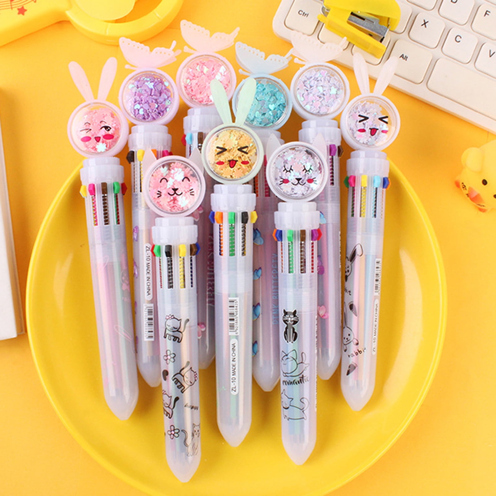 Ballpoint Pen Lovely Design Fluent Write 10 Colors Cartoon Hand Account Pen  Student Supplies Blue Plastic - Walmart.com