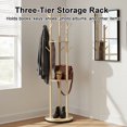 thumbnail image 4 of YUCHANG Freestanding Rotary Coat Rack with 3 Shelves and 9 Hooks for Coats, Scarves, Handbags, Coat Tree for Bedroom, Entryway, Livingroom (Natural), 4 of 11