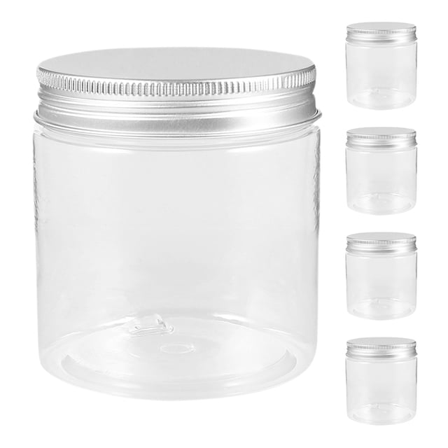 5 frascos de plástico vacíos para cosméticos, estuches de 200 ml, mini frascos de plástico transparente con tapas para facilitar el llenado y la limpieza.