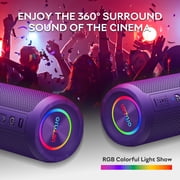 Portable Bluetooth Speaker, Wireless, LED Lights, 30H Playtime, IPX7 Waterproof, for Home/Outdoor/Party/Beach, Birthday Gift