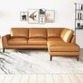 thumbnail image 2 of Allora Mid-Century L-Shaped Tight Back Leather Right-Facing Sectional in Tan, 2 of 5