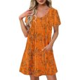 thumbnail image 2 of Liquidation d'Été 2025! Robe Grande Taille pour Femmes, Liquidation de Robe d'Été pour Femmes, Mode Féminine Robe Décontractée à Manches Courtes Imprimée Col en V, 2 of 5