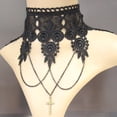 thumbnail image 2 of Western Fashion 68720 Lace Cross Choker with Chain Swags, Black, 2 of 2