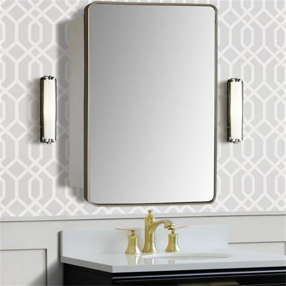 Bellaterra Home 8821-MC-SL Rectangular Metal Frame Medicine Cabinet, Brushed Silver