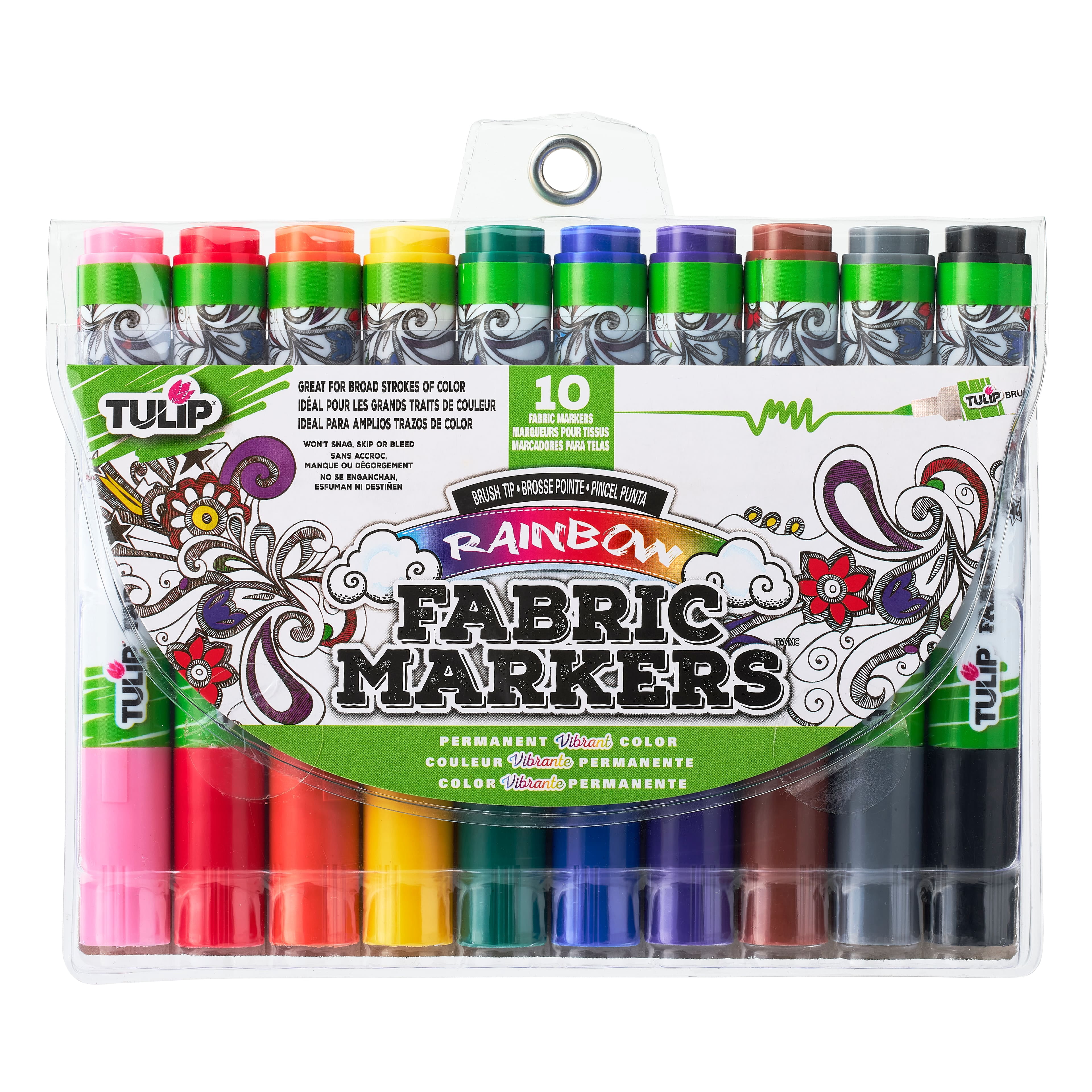Tulip Fabric Markers, Brush Tip , 12 Packs: 10 ct. (120 total)