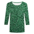 thumbnail image 4 of Cavosen 3/4 Sleeve Tops for Women Trendy Gradient Sparkly Glitter Shiny Print Shirts Crewneck Loose T-Shirts Dressy Fashion Pullover Blouse Flowy Workout Tees Summer Vacation XL, 4 of 5