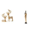 thumbnail image 1 of Escultura coleccionable de reno europeo y figura de mujer tribal africana. Ideal para decoración del hogar, dormitorio, mesa o mueble de TV., 1 of 8