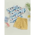 thumbnail image 4 of Bagilaanoe 2pcs Toddler Baby Boy Short Pants Set Short Sleeve Print Shirt Tops + Shorts 12M 18M 24M 3T 4T 5T Kids Casual Summer Outfits, 4 of 8
