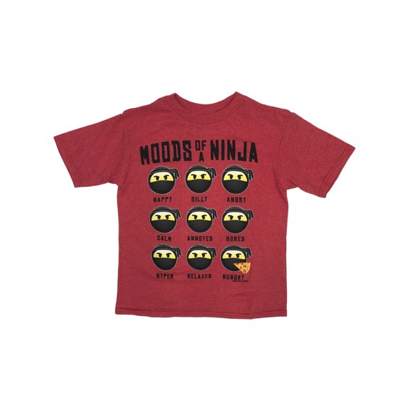 Boys Red Short Sleeve Moods Of A Ninja Tee Shirt T-Shirt Large (14-16)
