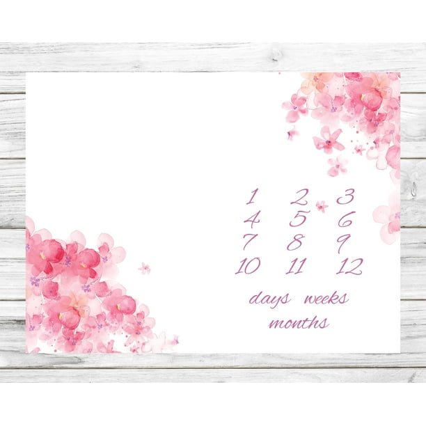 Pink Floral Days, Weeks, Months Milestone Blanket Weekly Growth Tracker