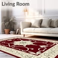 thumbnail image 2 of ODIKA 6'x9' Machine Washable Non-Slip Area Rug, Interlocking Lattice Medallion Motif with Ornate Scroll Accents High Traffic Rug, Red, 546110, 2 of 7