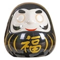 thumbnail image 1 of Muñeca Daruma, figura artesanal, regalo, decoración, multiusos, cerámica blanca. Negro, 1 of 9