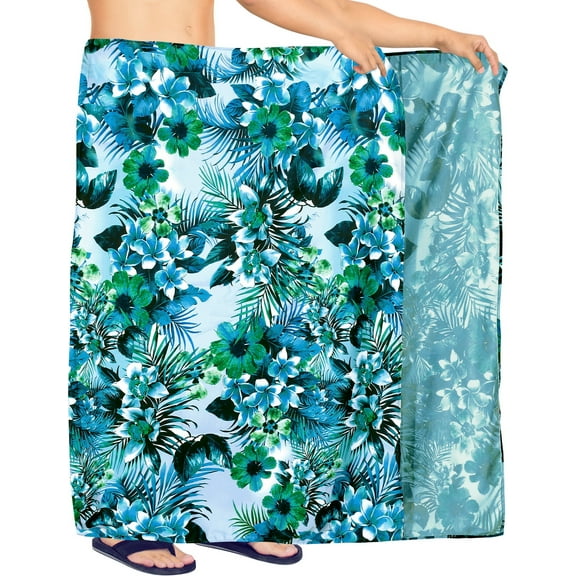 LA LEELA Men's Swim Trunk Beachwear Sarong Pareo Wrap One Size Blue-Z246 Summer Vacation Party