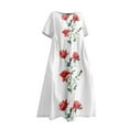 thumbnail image 4 of Ruyang Vintage Japanese Art Dress for Women 2024 Boho Floral Print Oversized Crewneck Linen Casua Summer Dresses Women's, 4 of 4