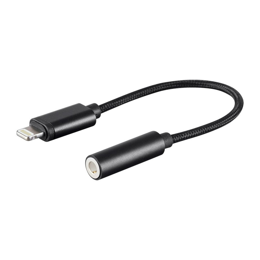 Monoprice MFi Certified Lightning to 3.5mm Audio Adapter Black, Nylon