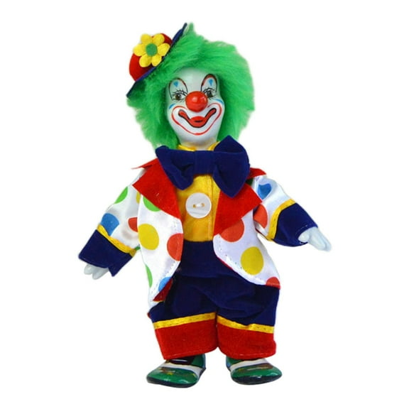 Dualoai Porcelain Clown Figure Ornament Craft Fireplace Display Funny Desktop Decor for