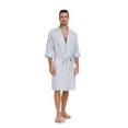 thumbnail image 5 of ANLIQI Mens 100% Cotton Short Robes Lightweight Kimono Bathrobe Soft Knee Length Robe with Pockets (Silver White, M), 5 of 6