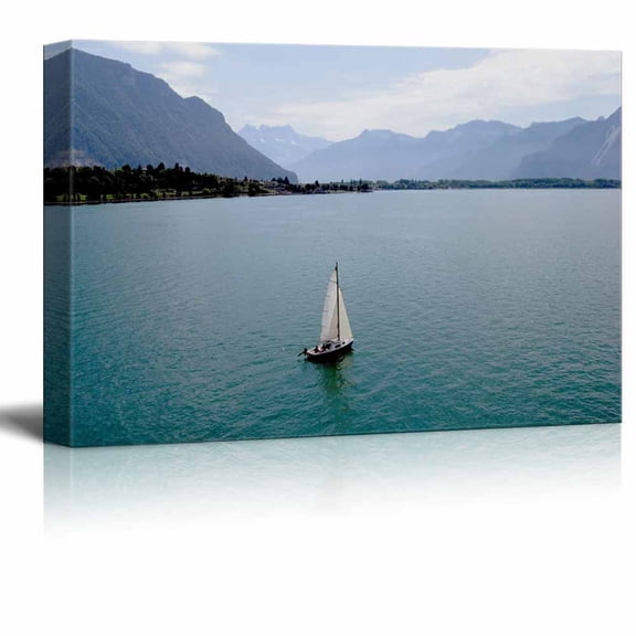 wall26 Canvas Prints Wall Art - View of Lake Geneva from Shilonsky Castle Tower. Montreux. Switzerland - 12" x 18"