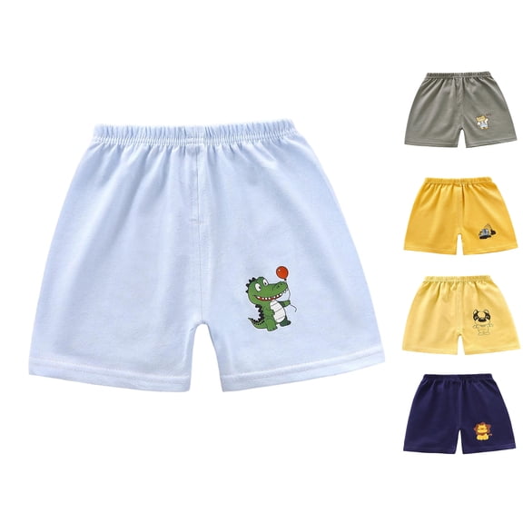 HAOTAGS Shorts for Boys and Girls(0-8), Elastic Waist Summer Graphic Print Cotton Shorts Blue 5-6Years