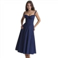 thumbnail image 2 of Vestido Bohemio de Verano para Mujer, Estilo Midi con Corsé, Informal, con Tirantes Finos y Cordones, Estilo Fluido Azul Marino M, 2 of 10