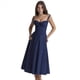thumbnail image 2 of Vestido Bohemio de Verano para Mujer, Estilo Midi con Corsé, Informal, con Tirantes Finos y Cordones, Estilo Fluido Azul Marino L, 2 of 10