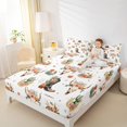 thumbnail image 4 of Feelyou Hippie Sheep Skeleton Queen Sheet Sets, Western Cactus Flower Flat Sheet, Kawaii Cowgirl Boot Queen Fitted Sheet, Microfiber Bedroom Decor, 4 Pieces, 4 of 7