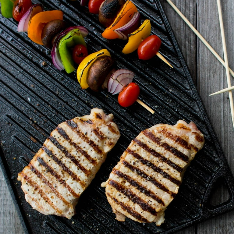 Lodge Cast Iron Grill Griddle, Double Play Reversible for Gas