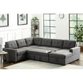 thumbnail image 3 of Bowery Hill Dark Gray Linen Fabric Sleeper Sectional Sofa with Storage Chaise, 3 of 6