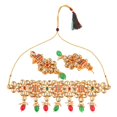 thumbnail image 5 of Efulgenz Indian Jewelry Choker Kundan Crystal Choker Necklace Dangle Earrings Bridal Jewelry Set for Women, Multicolor, 5 of 5