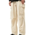 thumbnail image 4 of Styesk Men's Pants Men's Fashion Casual Solid Color Cargo Pockets Elastic Rope Casual Pants, 4 of 5
