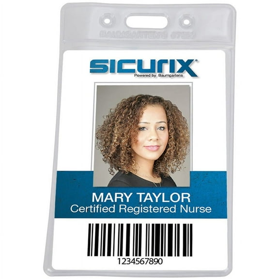 SICURIX Vinyl Punched ID Badge Holders - Vertical - Vertical - 3.5" x 2.5" x - Vinyl - 50 / Pack - Clear | Bundle of 2 Packs